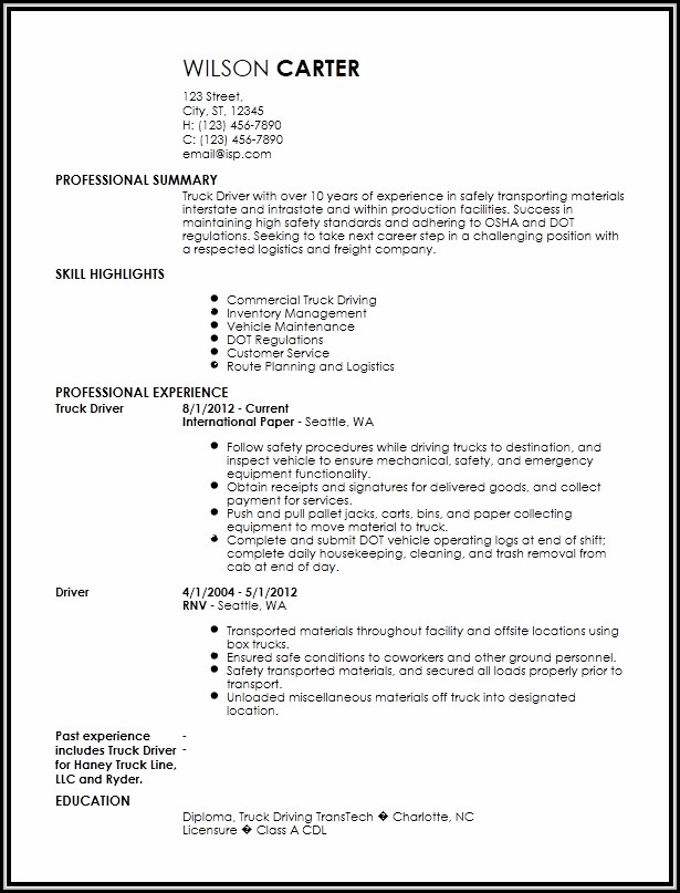 Truck Driver Resume Templates Truck Driver Resume Templates