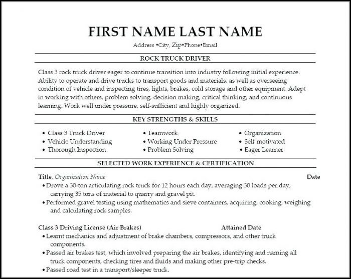 Truck Driver Resumes Examples Truck Driver Resumes Examples