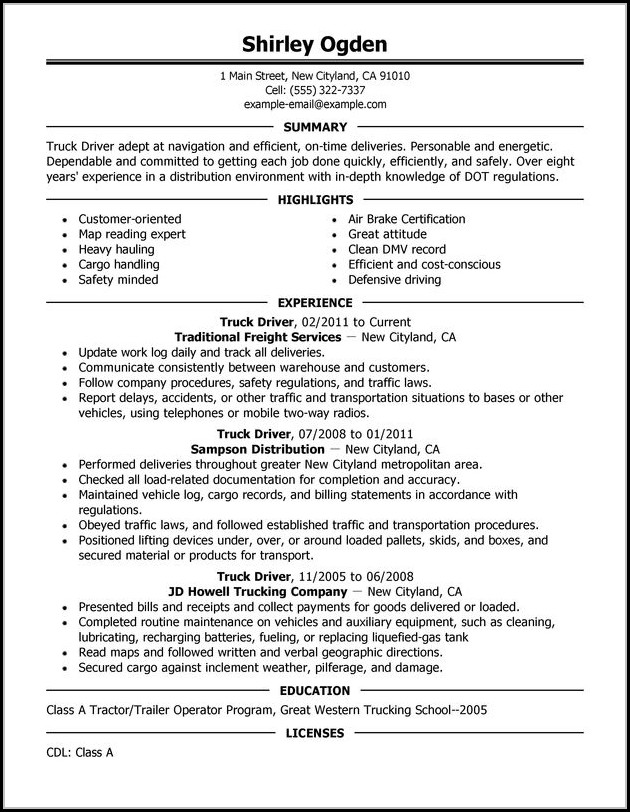 truck driver resumes examples resume resume examples al16pad3x7