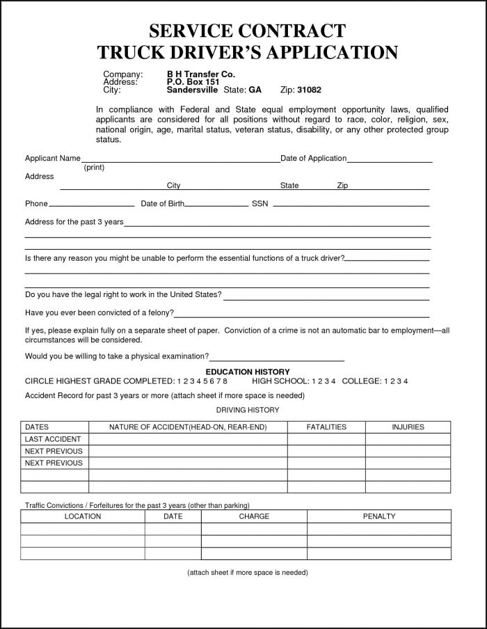Truck Driving Application Templates Truck Driving Application Templates