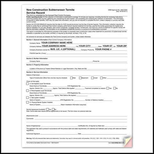 Va Termite Inspection Form Va Termite Inspection Form