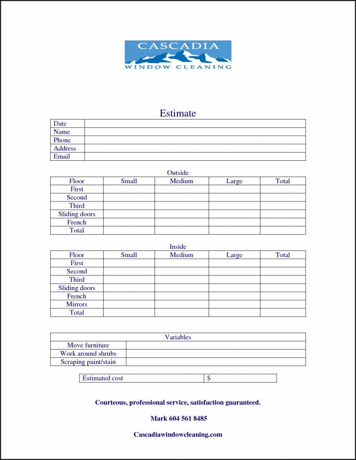 Window Cleaning Quote Template Window Cleaning Quote Template