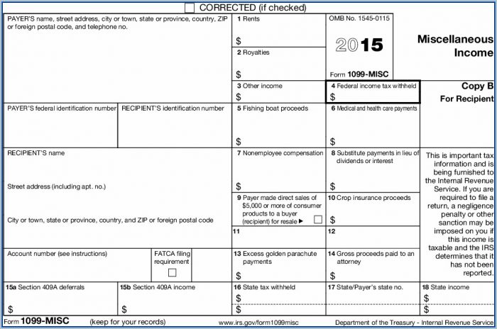1099 Tax Form 2015 Printable 1099 Tax Form 2015 Printable