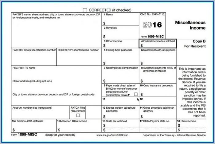 2016 Form 1099 Misc Printable 2016 Form 1099 Misc Printable
