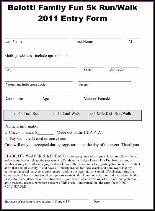 5k Race Registration Form Template 5k Race Registration Form Template