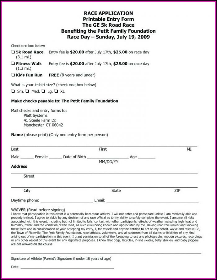 5k Registration Form Template Word 5k Registration Form Template Word
