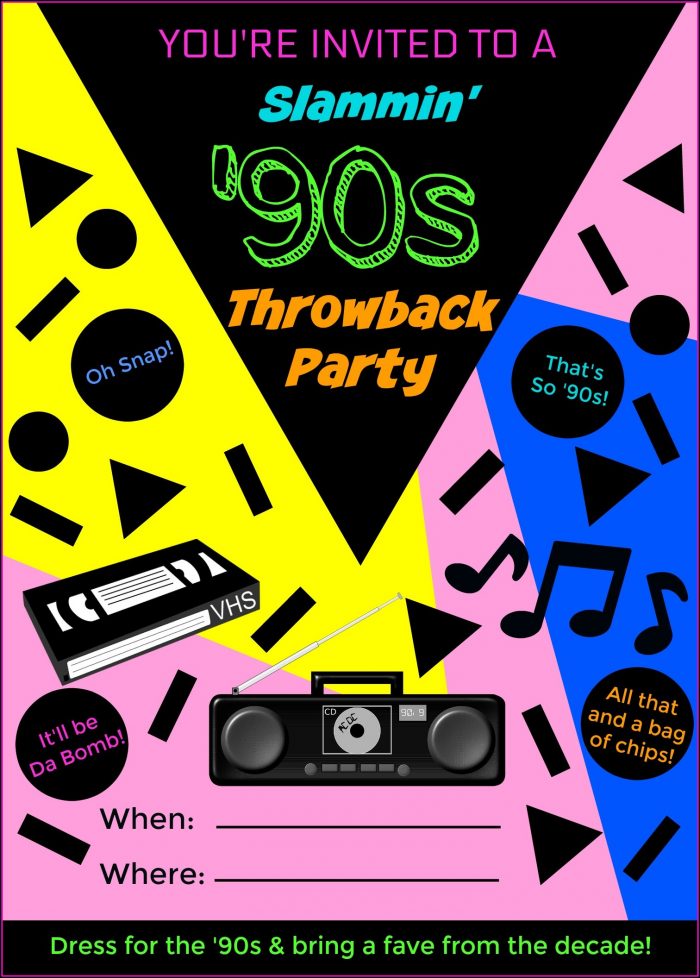 90s Birthday Party Invitation Template 90s Birthday Party Invitation Template