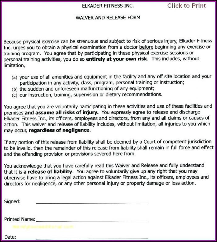 Accident Waiver And Release Of Liability Form Template Free Accident Waiver And Release Of Liability Form Template Free