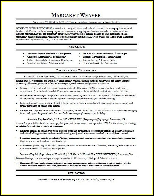 Accounts Payable Resume Sample Accounts Payable Resume Sample