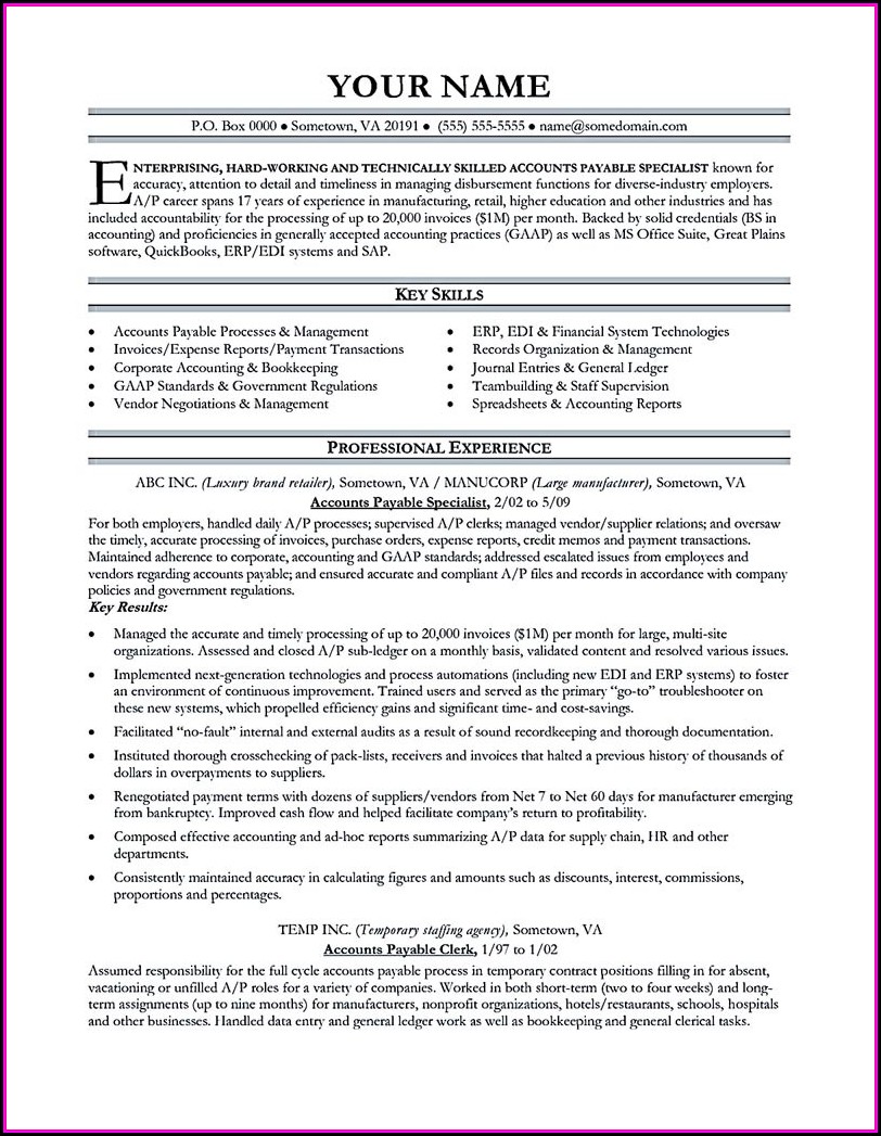 accounts payable resume template
