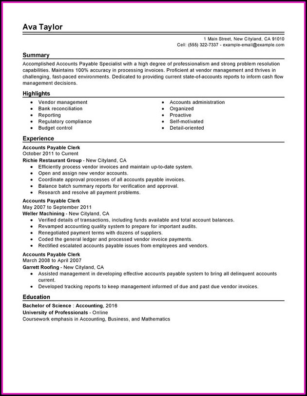Accounts Payable Specialist Resume Templates Accounts Payable Specialist Resume Templates