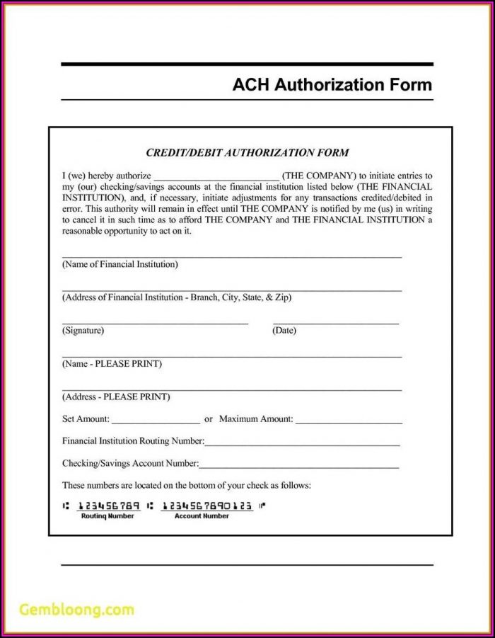 Ach Direct Deposit Authorization Form Template Ach Direct Deposit Authorization Form Template
