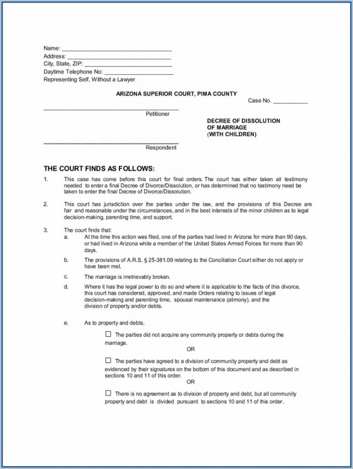 Arizona Divorce Forms Pdf Arizona Divorce Forms Pdf
