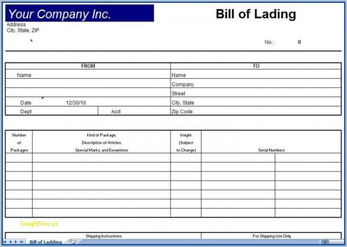 Blank Bill Of Lading Format Blank Bill Of Lading Format