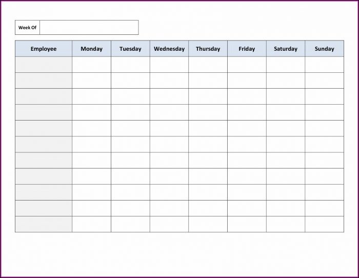 Blank Weekly Employee Schedule Template Blank Weekly Employee Schedule Template