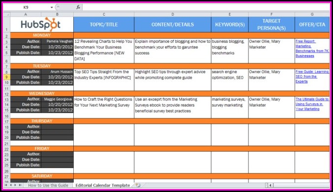 Blog Editorial Calendar Template Excel Blog Editorial Calendar Template Excel