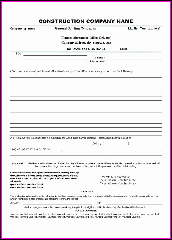 Builder Contract Template Free Builder Contract Template Free