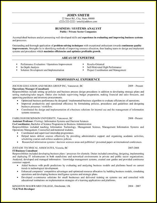 Business Analyst Resume Templates Samples Business Analyst Resume Templates Samples