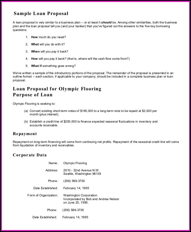 Business Loan Proposal Template Business Loan Proposal Template