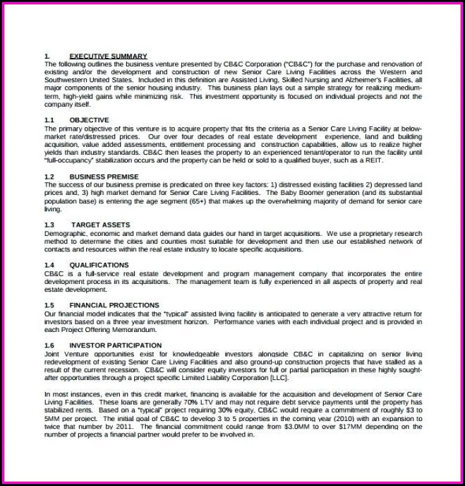 Business Plan Template For Real Estate Investor Business Plan Template For Real Estate Investor