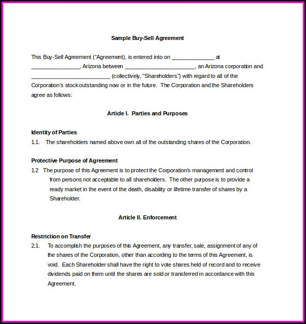 Buy Sell Agreement Template Free Download Buy Sell Agreement Template Free Download