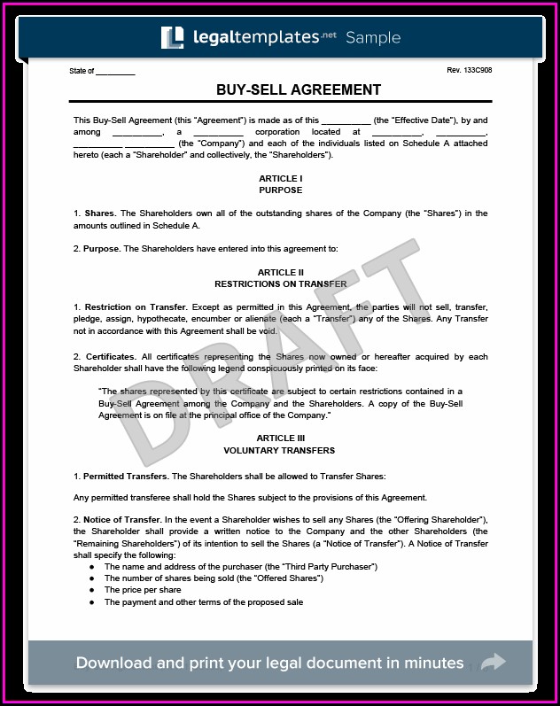 Buy Sell Agreement Template Buy Sell Agreement Template