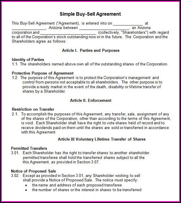 Buy Sell Agreements Templates Buy Sell Agreements Templates
