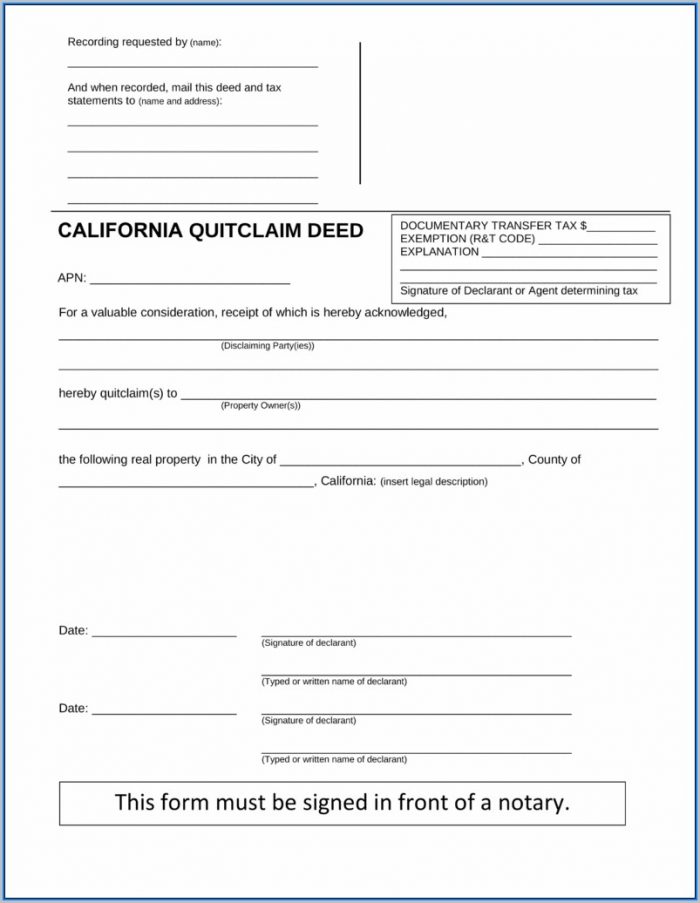 California Quit Claim Deed Form Fillable California Quit Claim Deed Form Fillable
