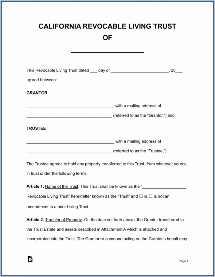California Revocable Living Trust Form Pdf California Revocable Living Trust Form Pdf
