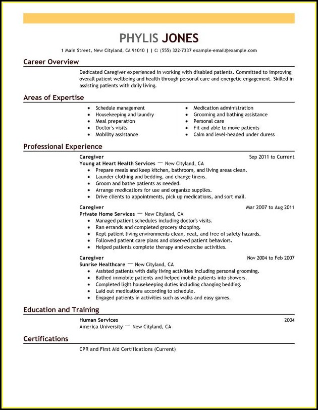 Caregiver Resume Samples Free Caregiver Resume Samples Free