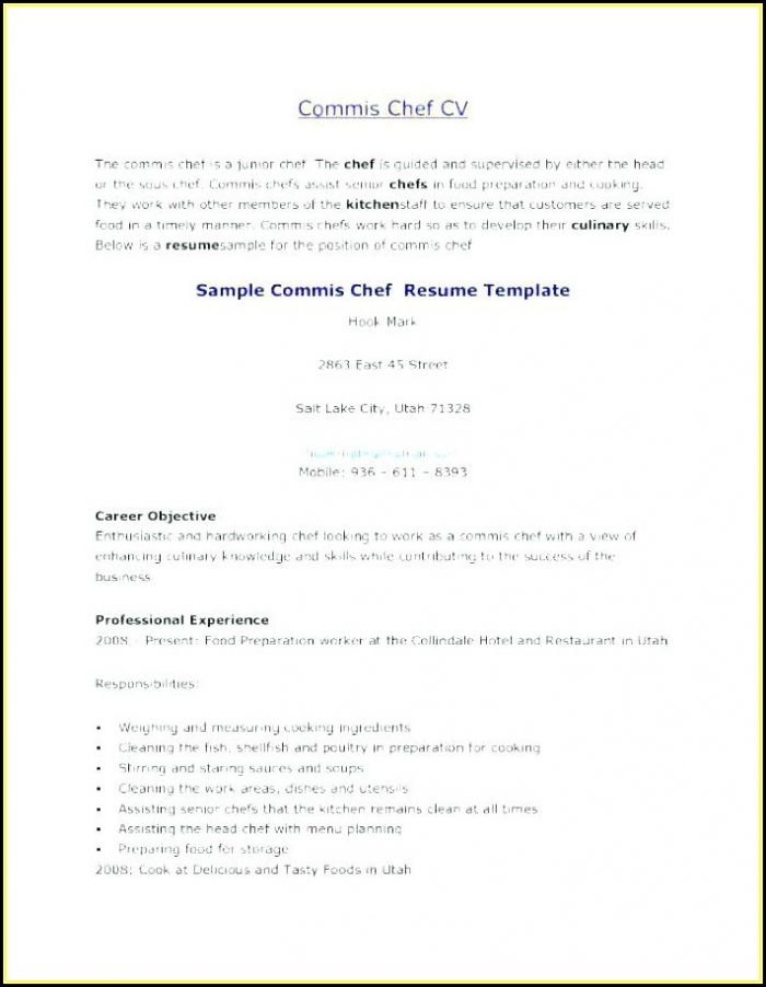 Chef Resume Template Australia Chef Resume Template Australia