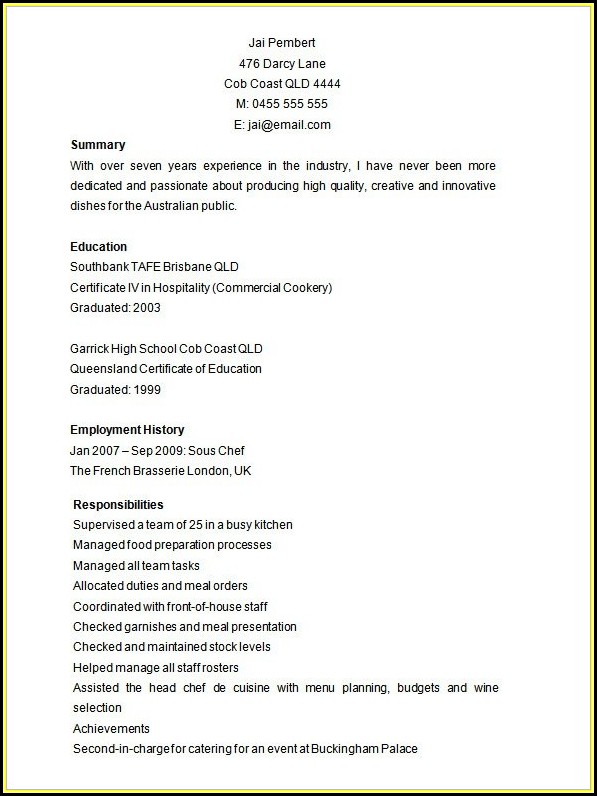 Chef Resume Templates Microsoft Word Chef Resume Templates Microsoft Word