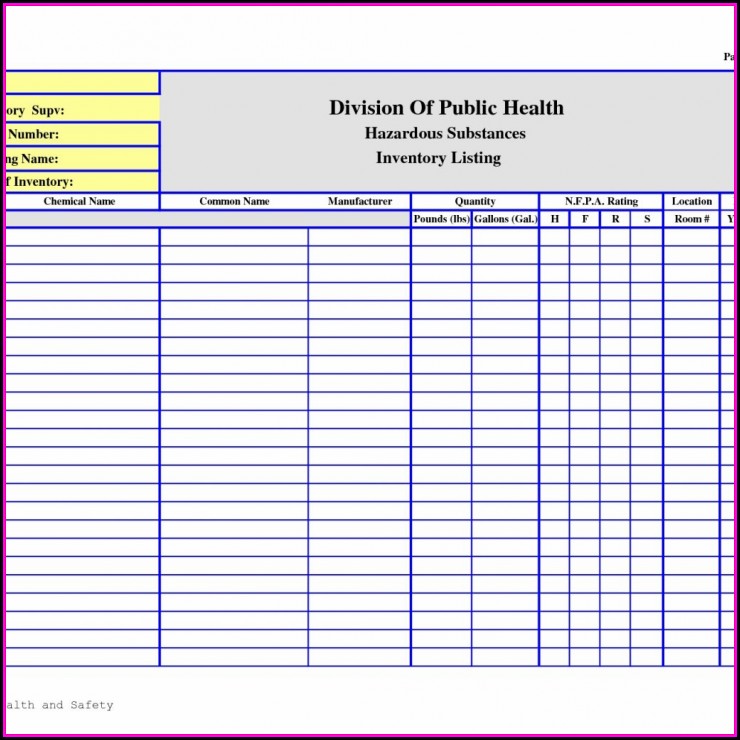 chemical inventory database template