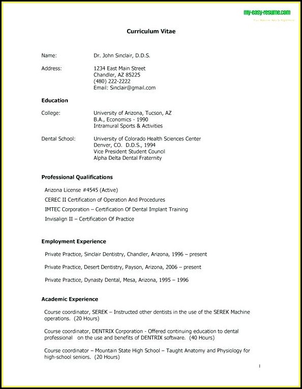 Curriculum Vitae Samples Templates Curriculum Vitae Samples Templates