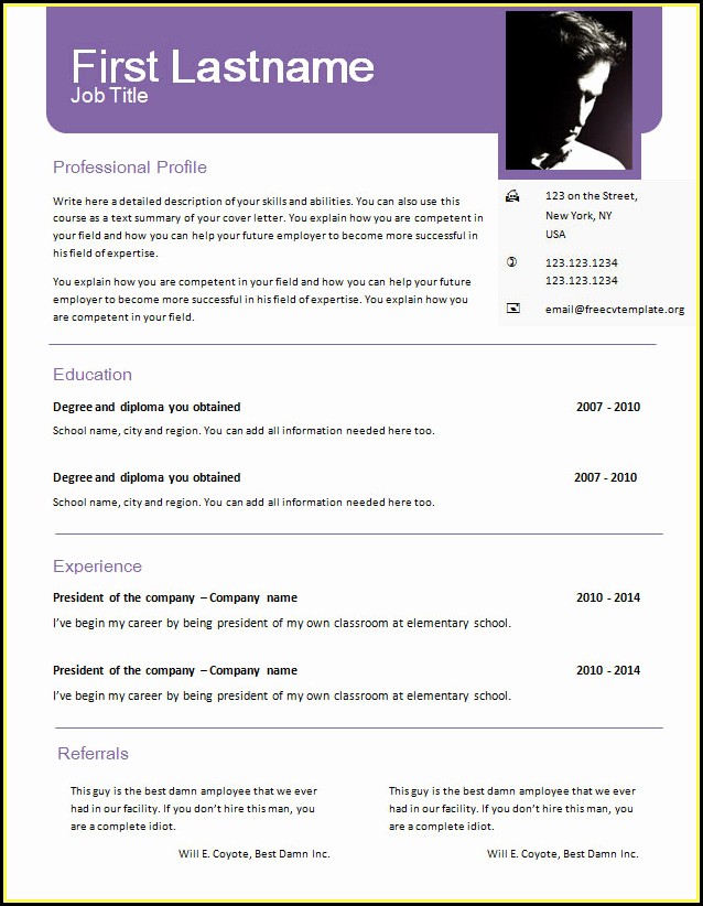 Cv Template Doc Free Download Cv Template Doc Free Download
