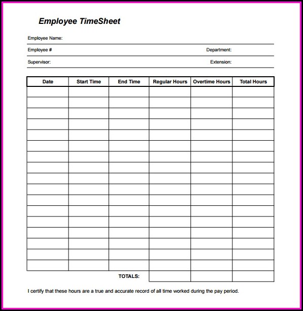 Daily Employee Timesheet Template Daily Employee Timesheet Template