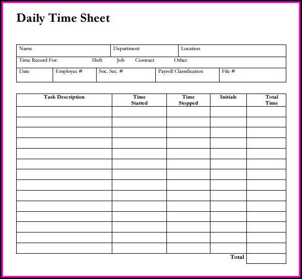 Daily Payroll Timesheet Template Daily Payroll Timesheet Template
