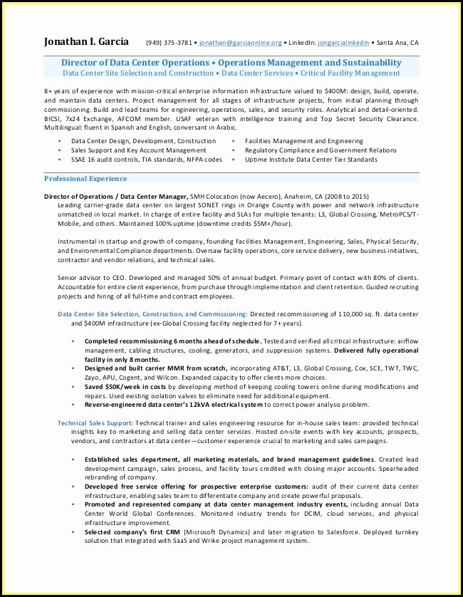 best resume template for project manager resume resume examples data center manager resumes