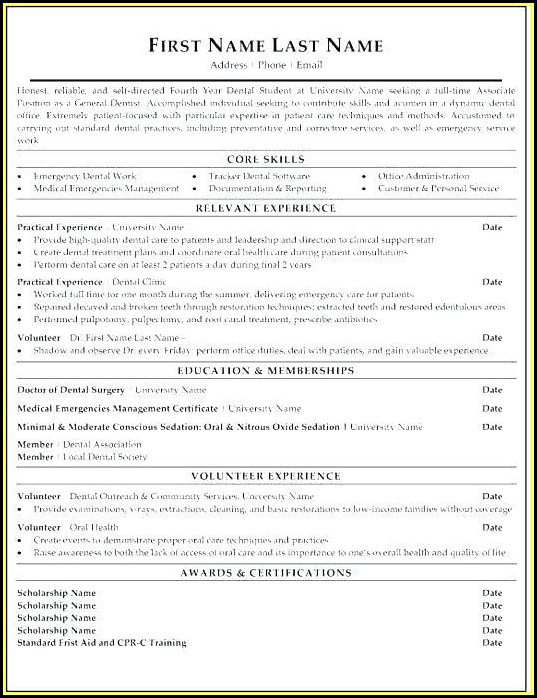 Dental School Resume Template Dental School Resume Template