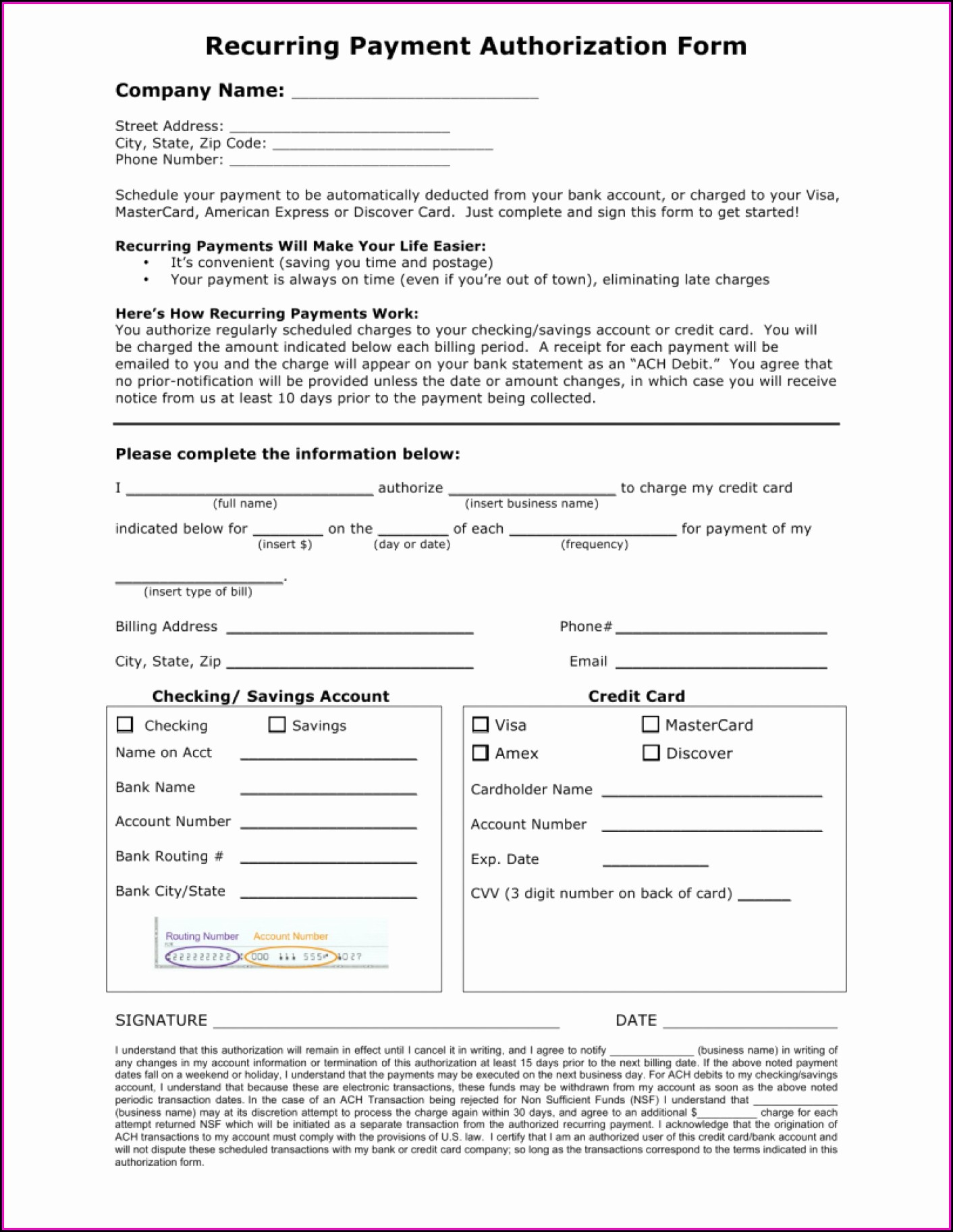 direct payment authorization form template template 2 resume payment authorization form