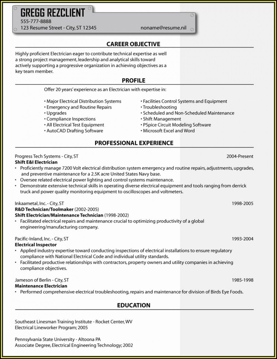 electrician resume template free resume resume examples opkla2l3xn