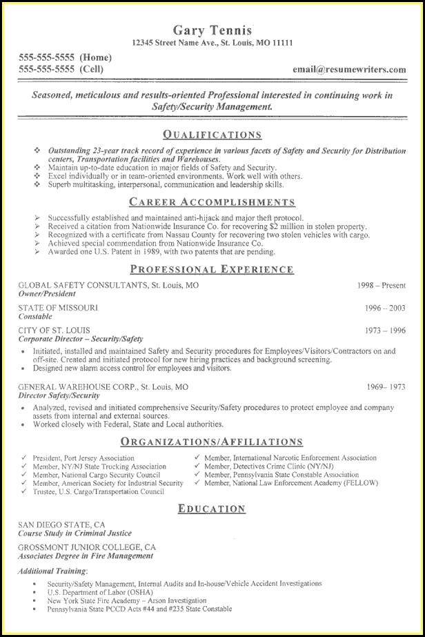 Example Of Security Guard Resume Example Of Security Guard Resume