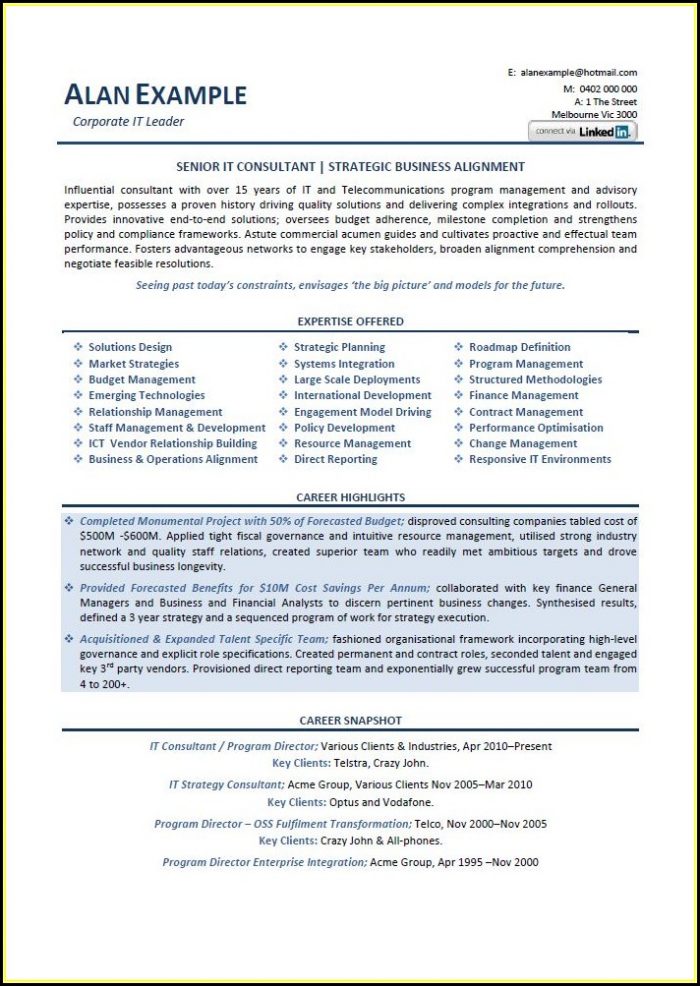 Executive Resume Examples Australia Executive Resume Examples Australia