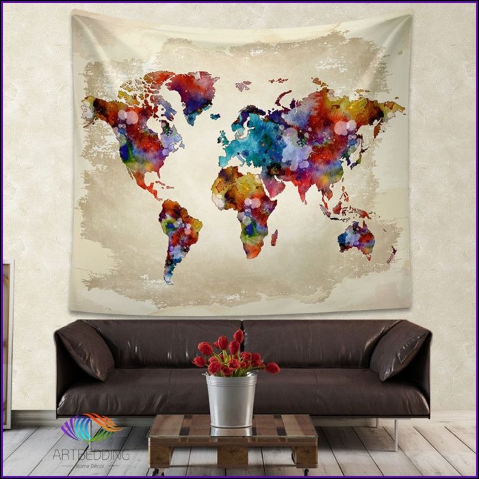 Fabric World Map Wall Hanging Fabric World Map Wall Hanging