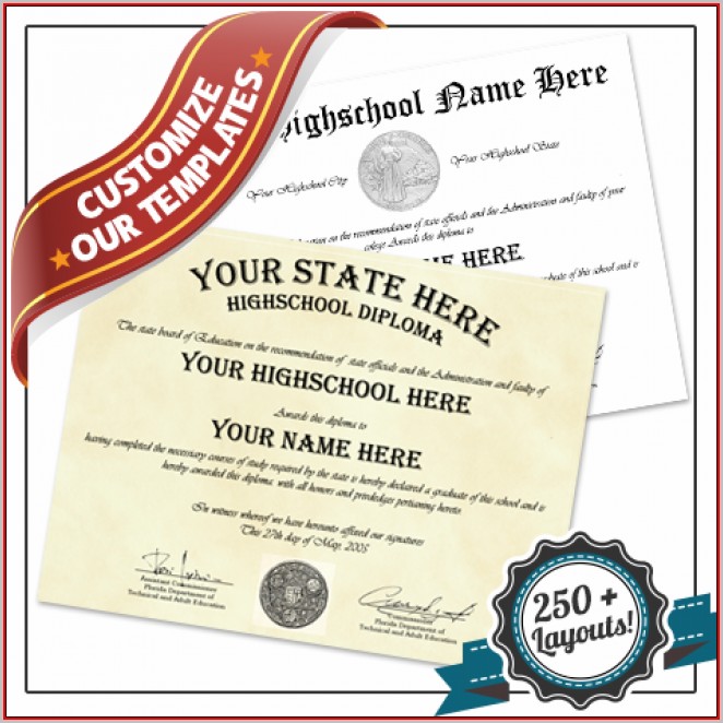 Fake High School Diploma Template Fake High School Diploma Template