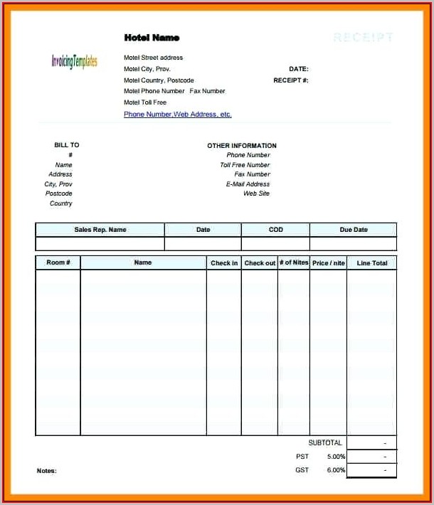 Fake Hotel Receipt Template Fake Hotel Receipt Template