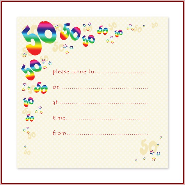 Free Blank 50th Birthday Invitation Templates Free Blank 50th Birthday Invitation Templates