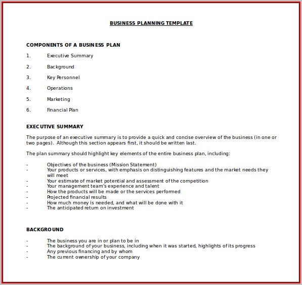 Free Business Plan Template Word Doc Free Business Plan Template Word Doc