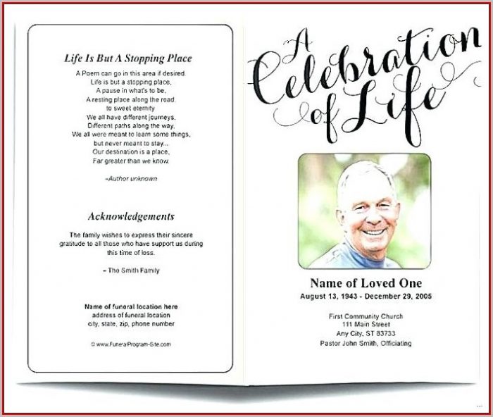 Free Celebration Of Life Program Template Free Celebration Of Life Program Template