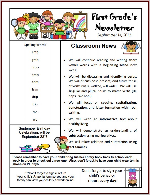 Free Class Newsletter Templates For Teachers Free Class Newsletter Templates For Teachers